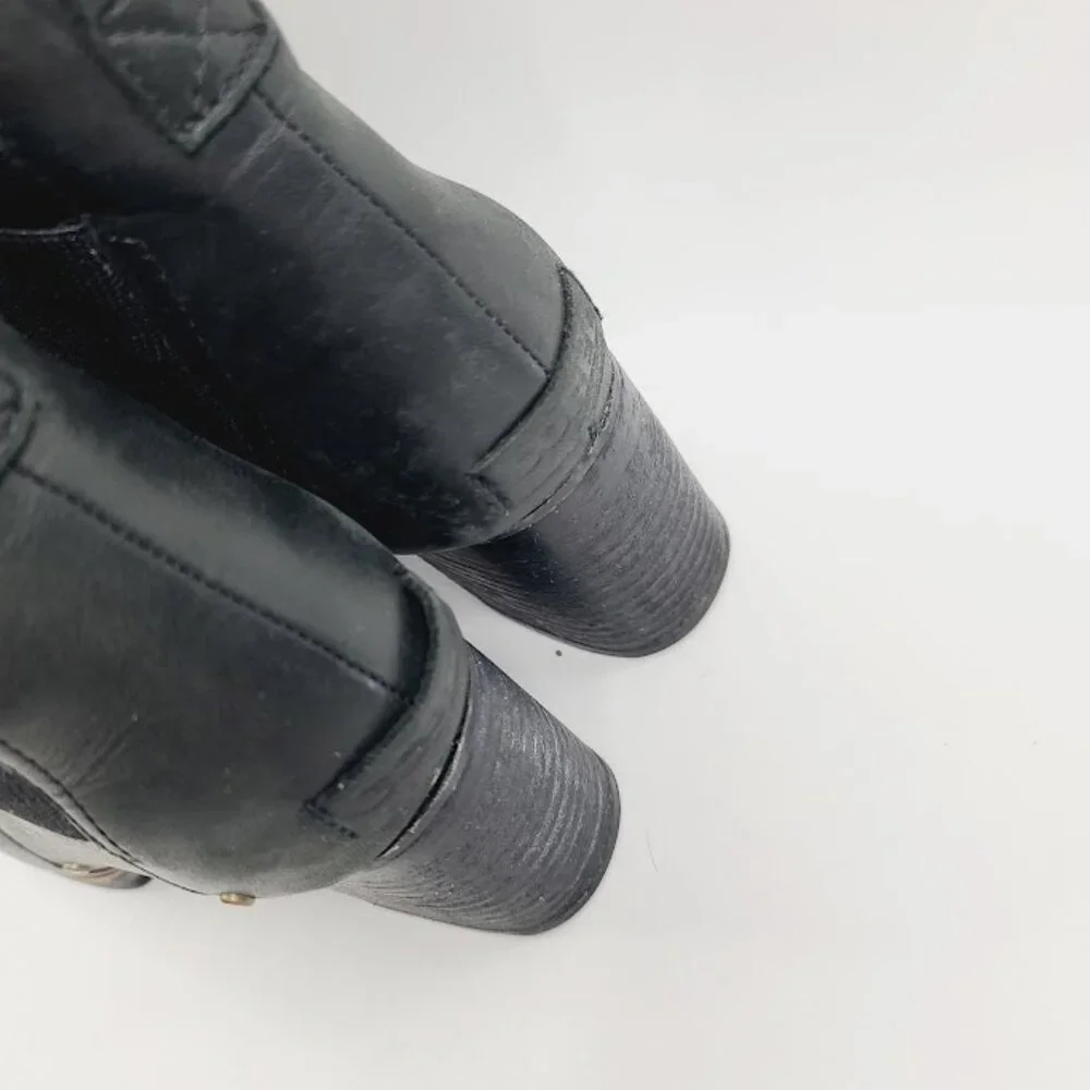 Sorel‎ Women's Black Addington Leather Block Heel Classic Ankle Bootie Size 9